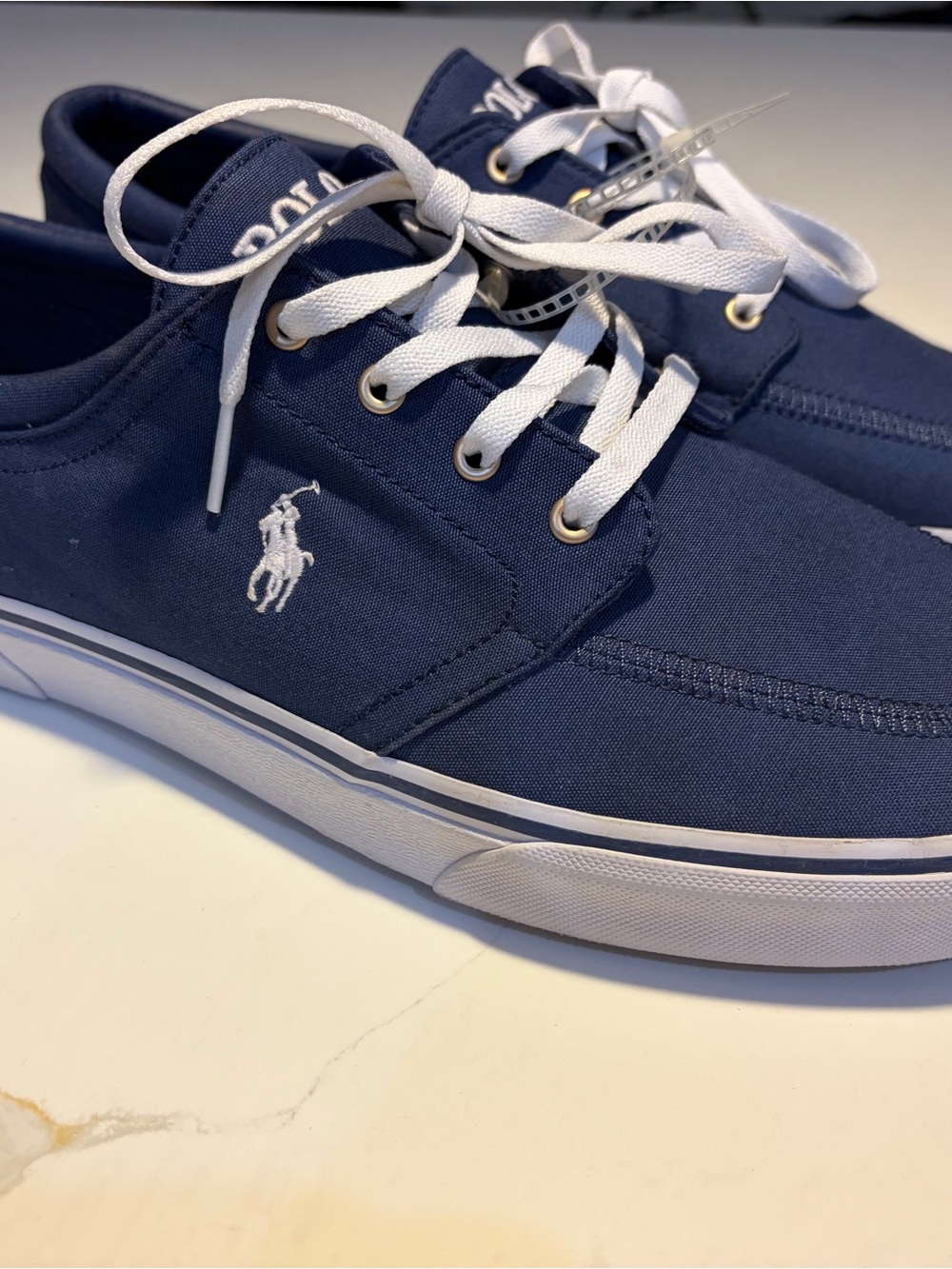 Polo by Ralph Lauren Navy Canvas Low-Top Sneakers with White Accents